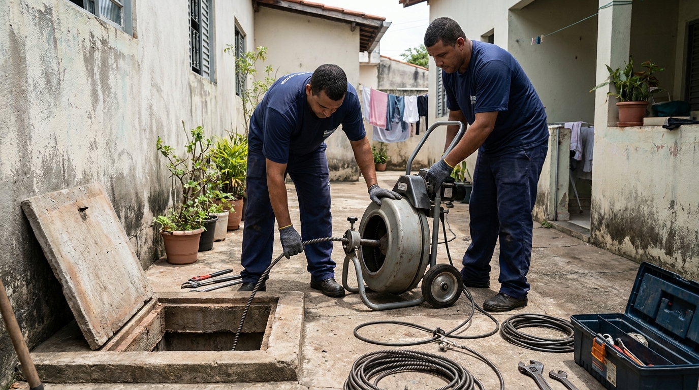 Desentupimento de Coluna Sanitária em Aparecida de Goiânia‑GO